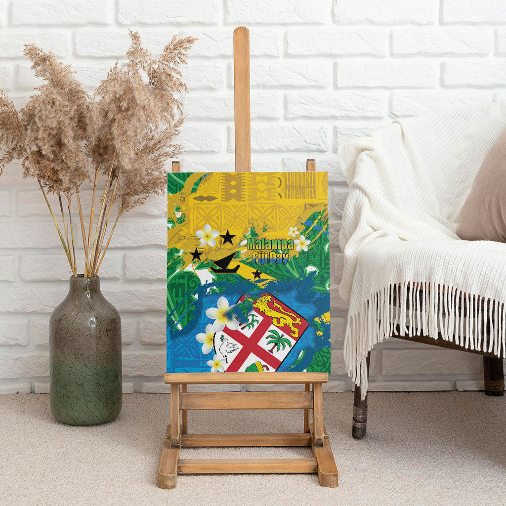 Malampa Fiji Day Canvas Wall Art 10 October Together We Grow Grunge Tapa Motifs