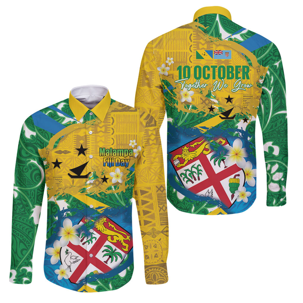 Malampa Fiji Day Family Matching Puletasi and Hawaiian Shirt 10 October Together We Grow Grunge Tapa Motifs