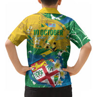 Malampa Fiji Day Kid Hawaiian Shirt 10 October Together We Grow Grunge Tapa Motifs