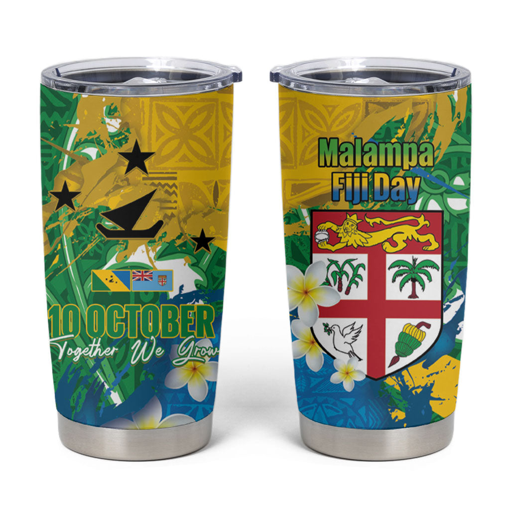 Malampa Fiji Day Tumbler Cup 10 October Together We Grow Grunge Tapa Motifs
