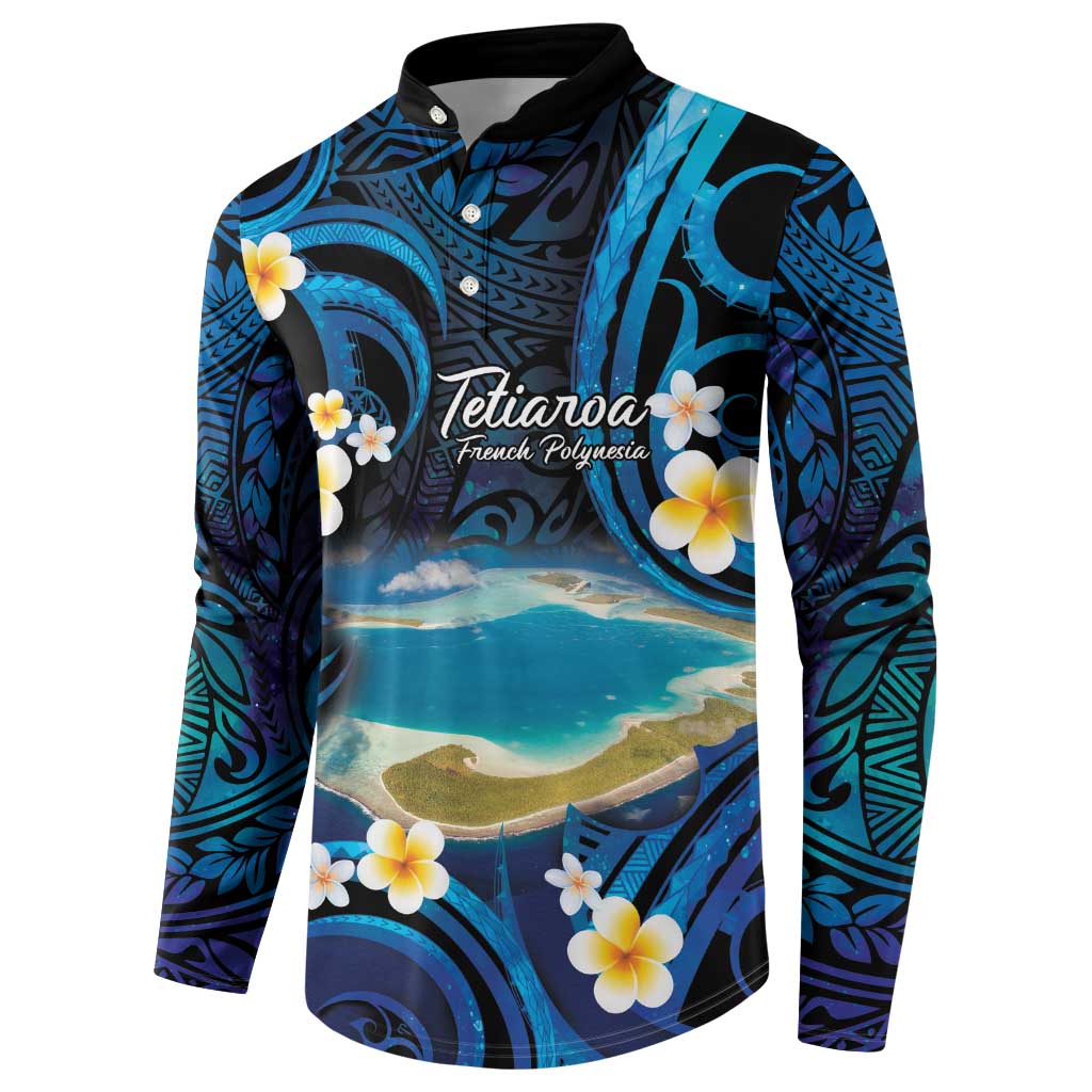 French Polynesia Tetiaroa Atoll Button Sweatshirt Polynesian Curves Style