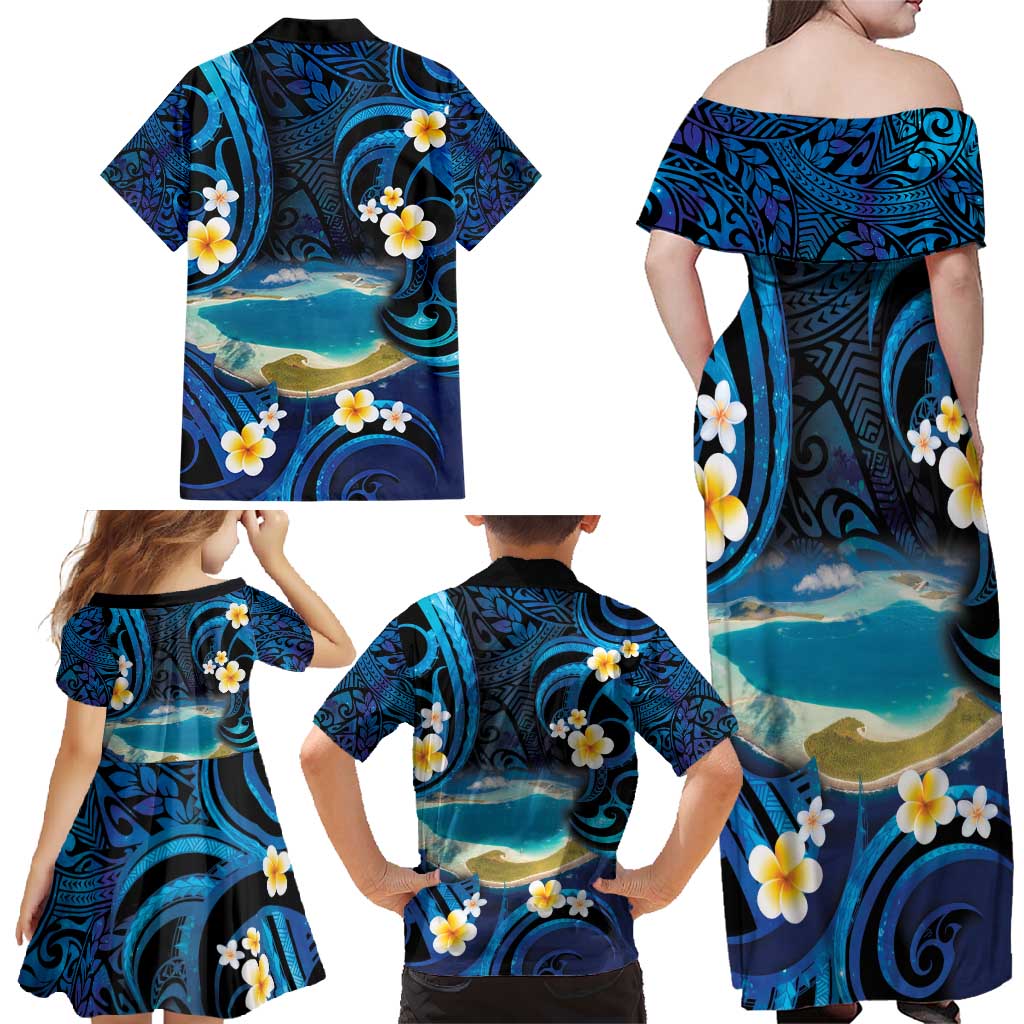 French Polynesia Tetiaroa Atoll Family Matching Off Shoulder Maxi Dress and Hawaiian Shirt Polynesian Curves Style