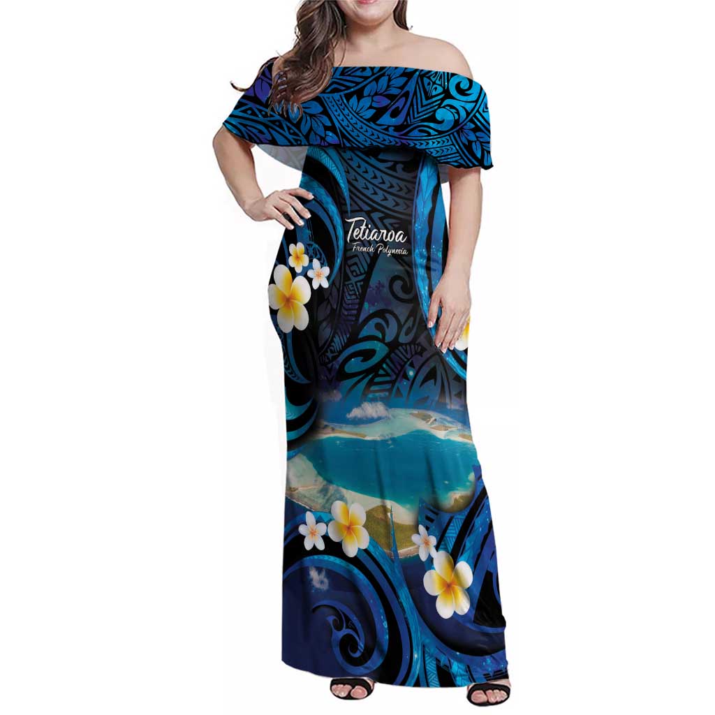 French Polynesia Tetiaroa Atoll Family Matching Off Shoulder Maxi Dress and Hawaiian Shirt Polynesian Curves Style