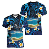 French Polynesia Tetiaroa Atoll Women V-Neck T-Shirt Polynesian Curves Style