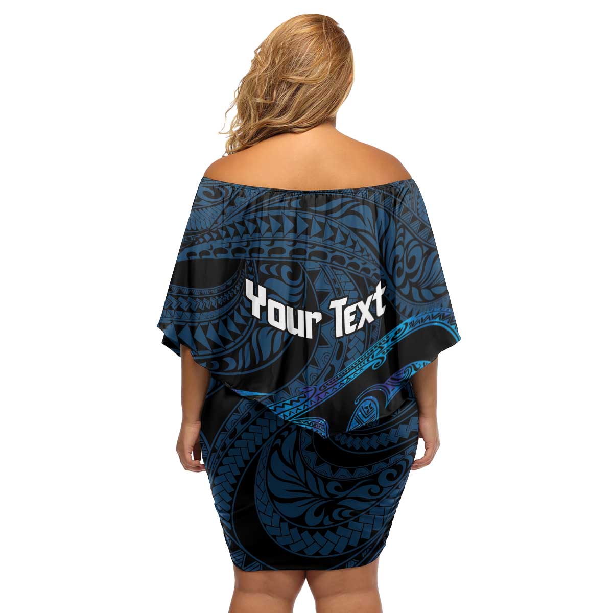 Personalised Tahiti Moorea Atoll Family Matching Off Shoulder Short Dress and Hawaiian Shirt Polynesian Sea Turtle