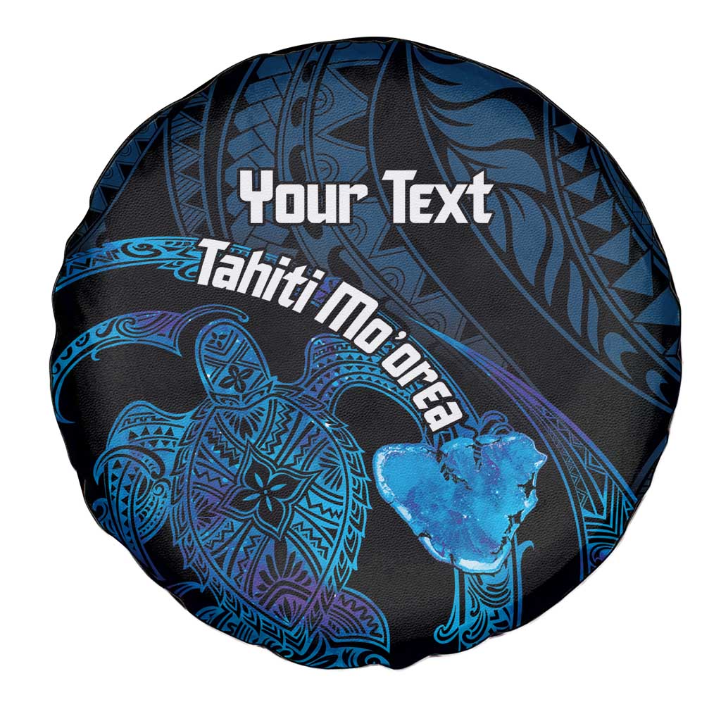 Personalised Tahiti Moorea Atoll Spare Tire Cover Polynesian Sea Turtle