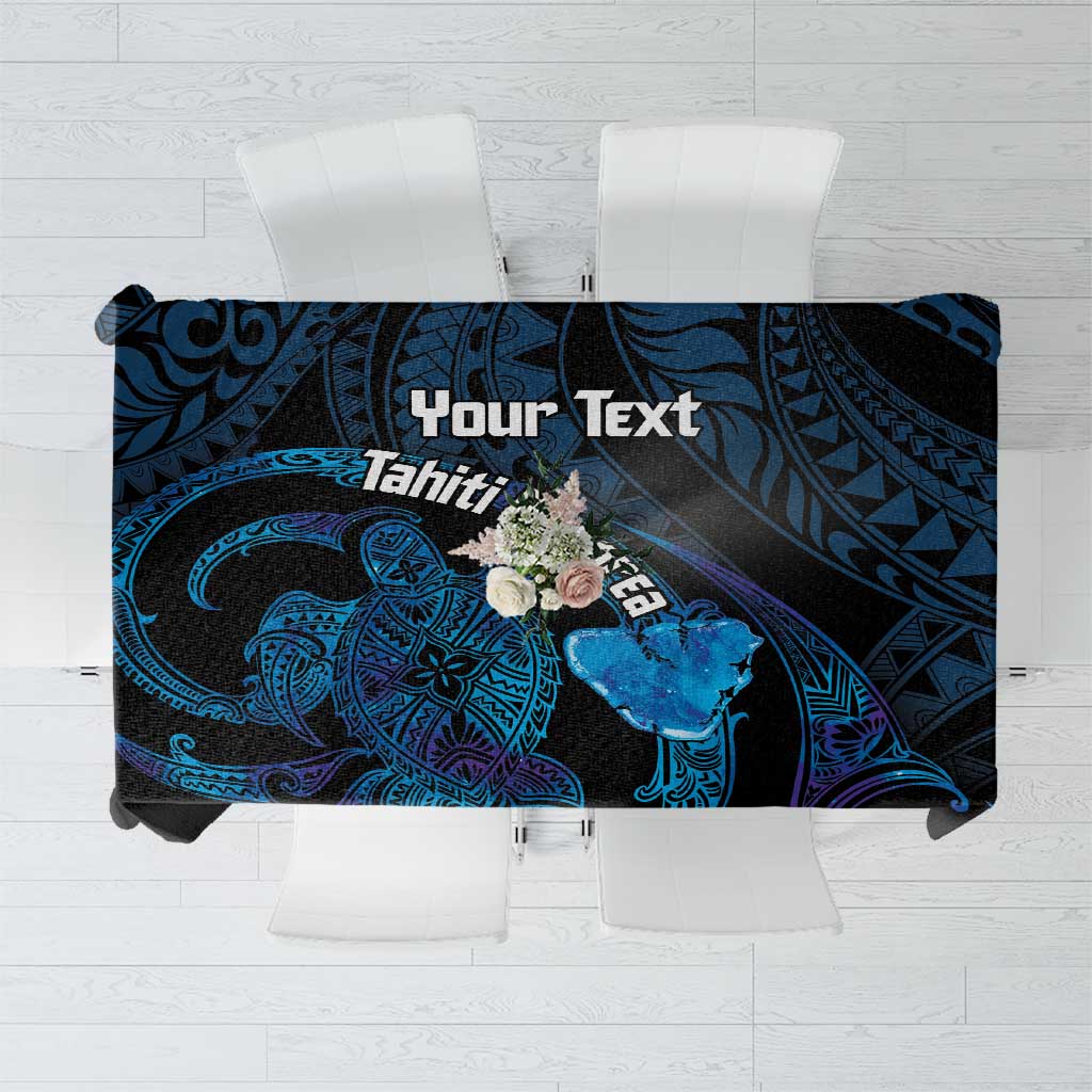Personalised Tahiti Moorea Atoll Tablecloth Polynesian Sea Turtle LT14 Blue - Polynesian Pride