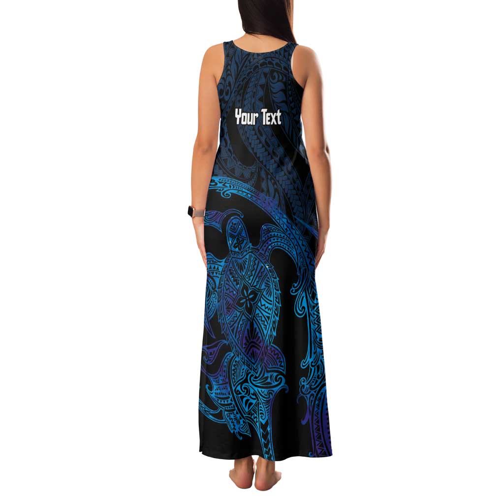 Personalised Tahiti Moorea Atoll Tank Maxi Dress Polynesian Sea Turtle
