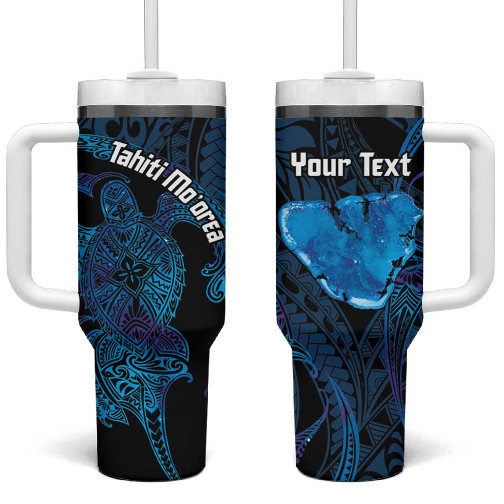 Personalised Tahiti Moorea Atoll Tumbler With Handle Polynesian Sea Turtle