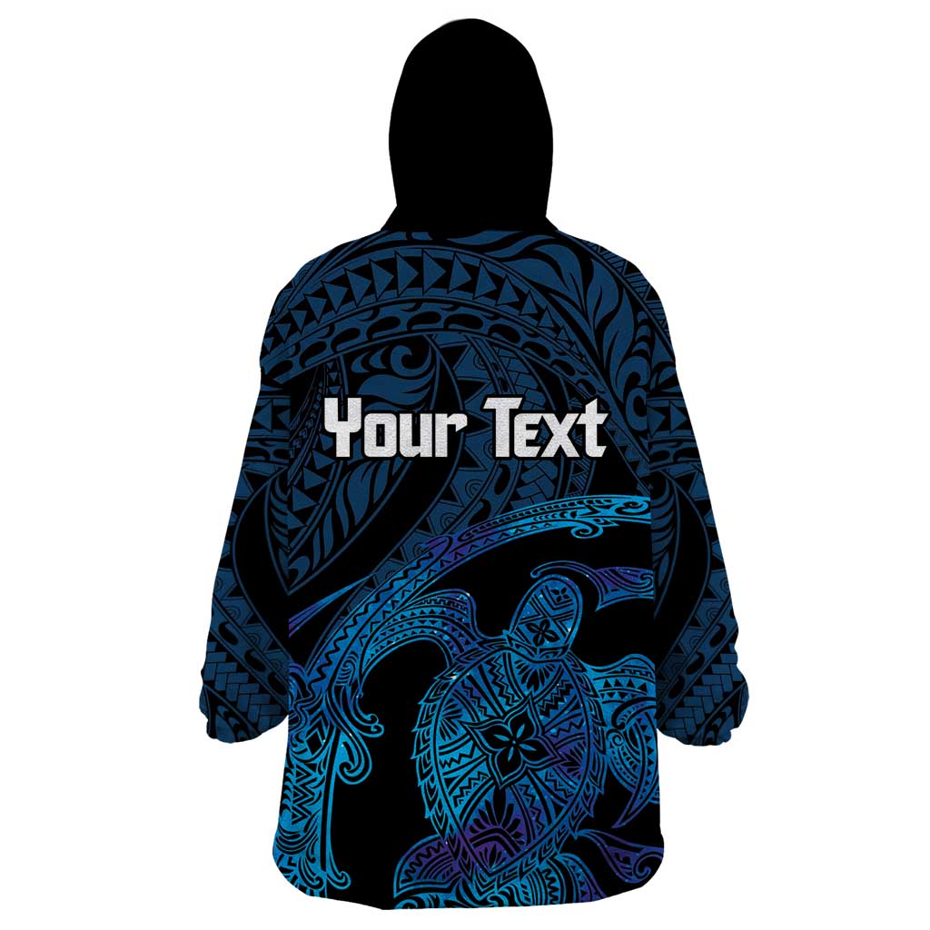 Personalised Tahiti Moorea Atoll Wearable Blanket Hoodie Polynesian Sea Turtle