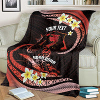 Personalised Tahiti Bora Bora Blanket Manta Rays With Polynesian Plumeria