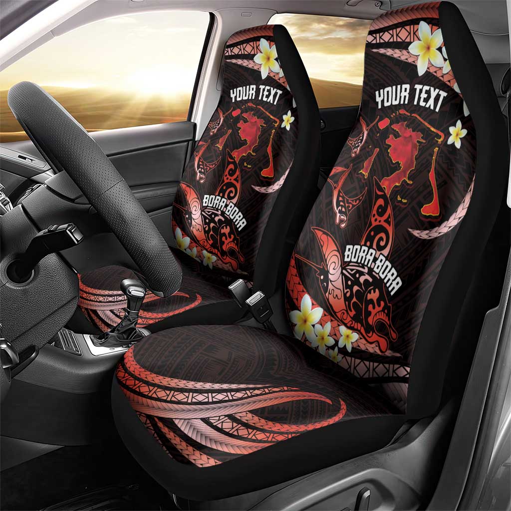 Personalised Tahiti Bora Bora Car Seat Cover Manta Rays With Polynesian Plumeria