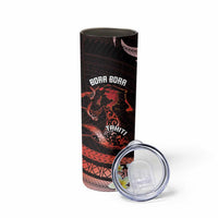 Personalised Tahiti Bora Bora Skinny Tumbler Manta Rays With Polynesian Plumeria