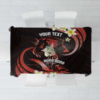 Personalised Tahiti Bora Bora Tablecloth Manta Rays With Polynesian Plumeria LT14 Red - Polynesian Pride