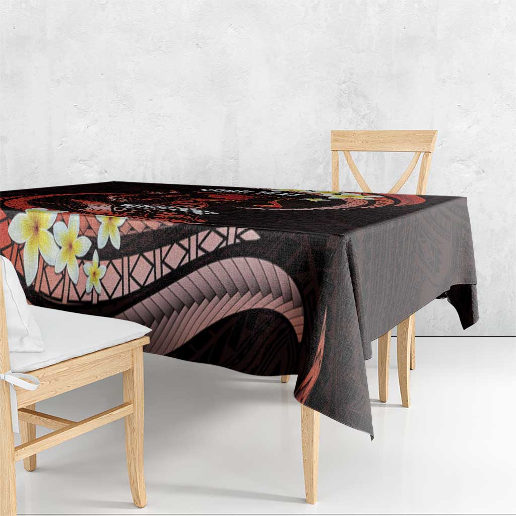 Personalised Tahiti Bora Bora Tablecloth Manta Rays With Polynesian Plumeria LT14 - Polynesian Pride