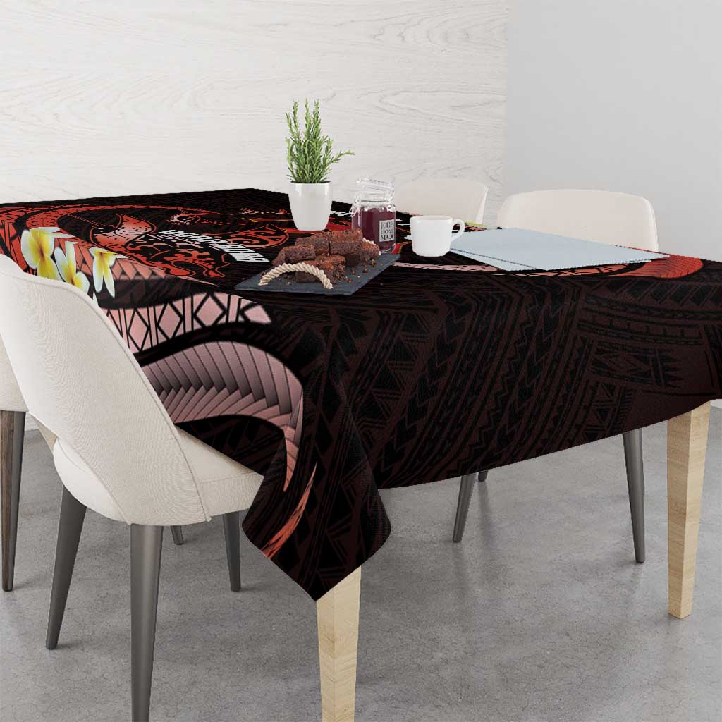 Personalised Tahiti Bora Bora Tablecloth Manta Rays With Polynesian Plumeria LT14 - Polynesian Pride