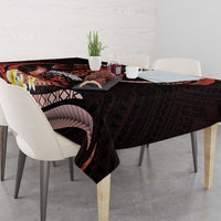 Personalised Tahiti Bora Bora Tablecloth Manta Rays With Polynesian Plumeria LT14 - Polynesian Pride