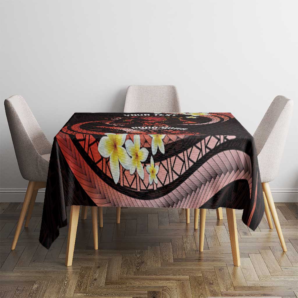 Personalised Tahiti Bora Bora Tablecloth Manta Rays With Polynesian Plumeria LT14 - Polynesian Pride