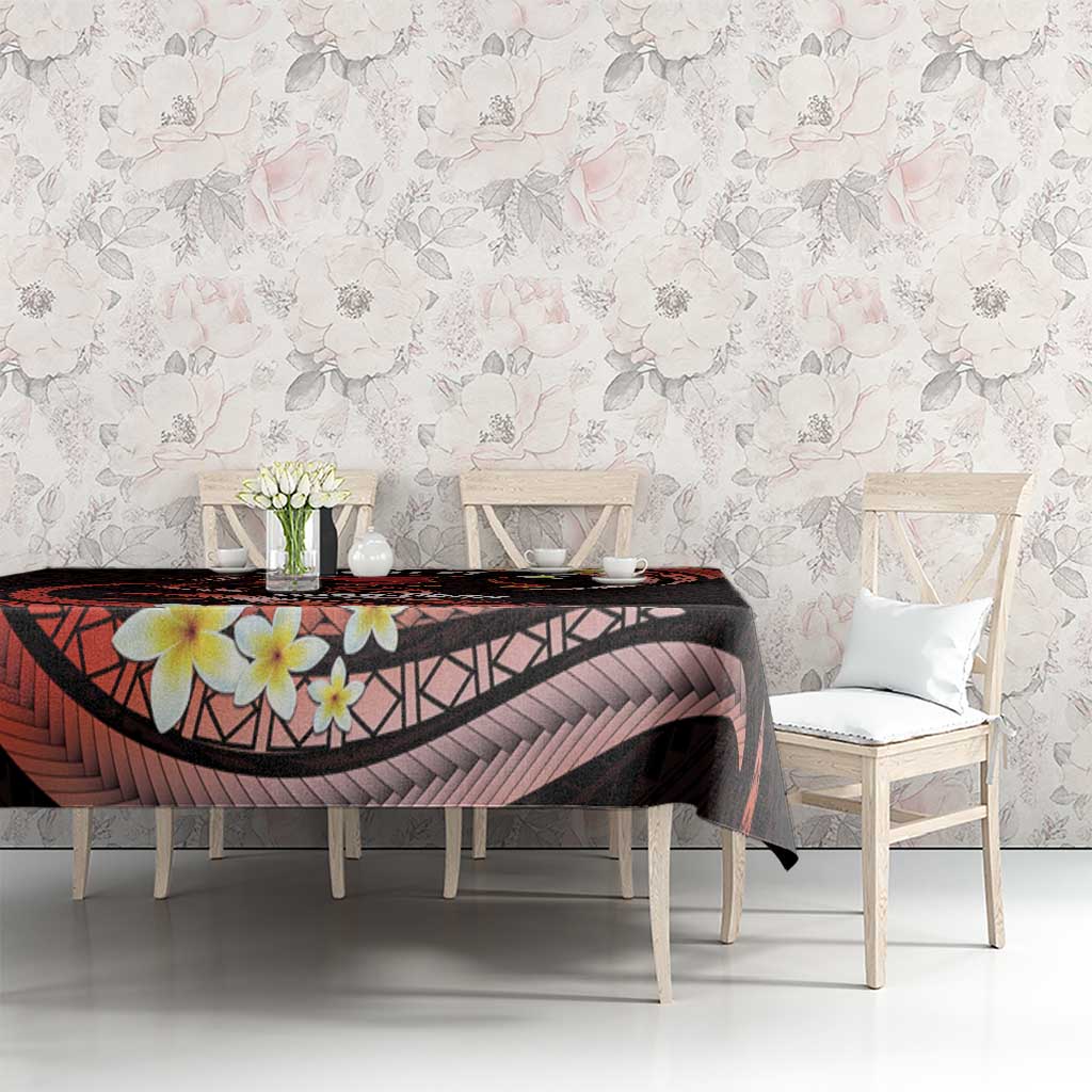 Personalised Tahiti Bora Bora Tablecloth Manta Rays With Polynesian Plumeria LT14 - Polynesian Pride