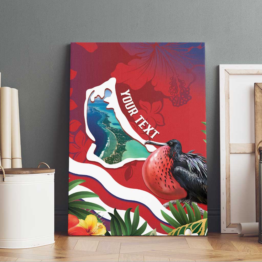 Personalised Kiribati Tarawa Atoll Canvas Wall Art Frigate Bird With Map Tropical Style