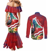 Personalised Kiribati Tarawa Atoll Couples Matching Mermaid Dress and Long Sleeve Button Shirt Frigate Bird With Map Tropical Style