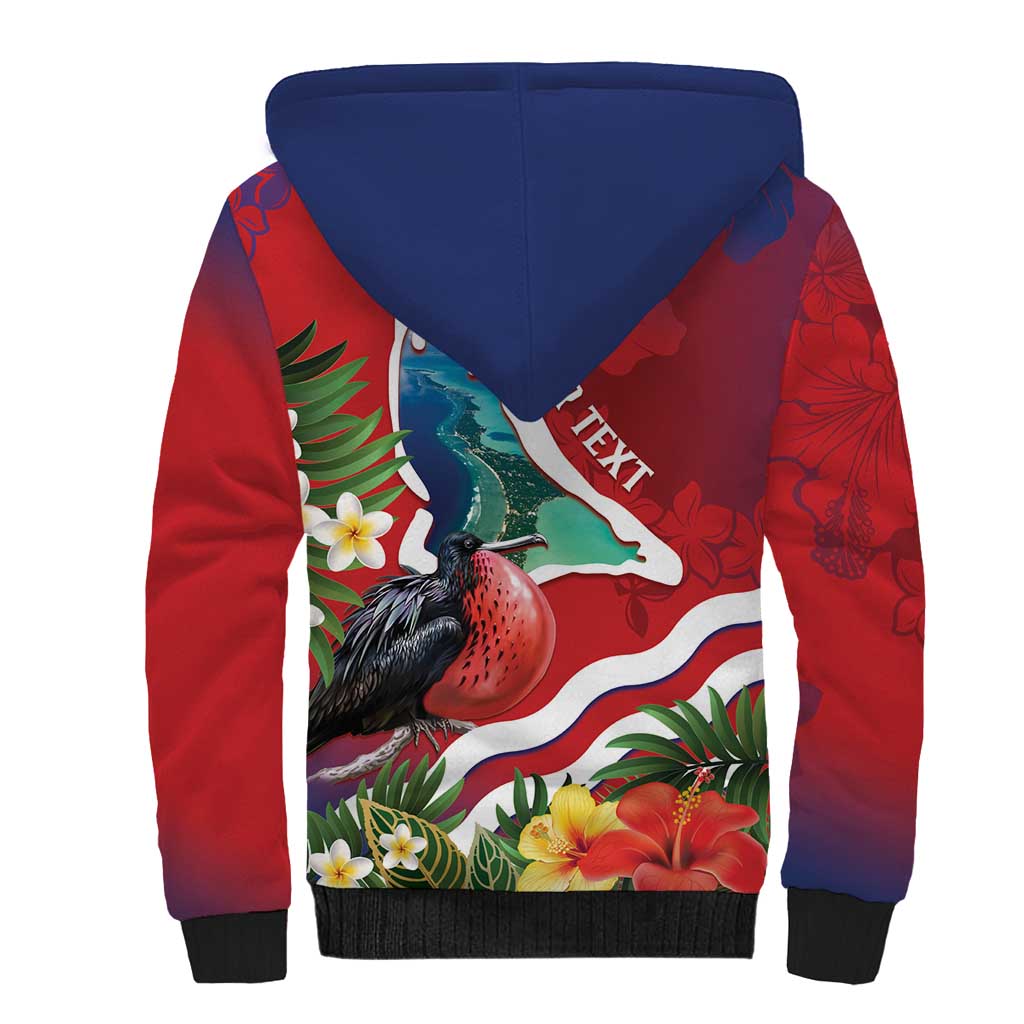 Personalised Kiribati Tarawa Atoll Sherpa Hoodie Frigate Bird With Map Tropical Style