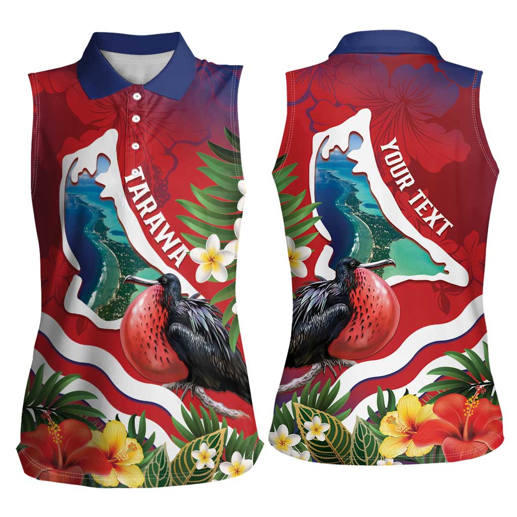 Personalised Kiribati Tarawa Atoll Women Sleeveless Polo Shirt Frigate Bird With Map Tropical Style