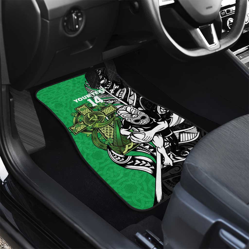 New Zealand and Ireland Rugby Custom Car Mats Maori Tiki Fern Irish Celtic Cross - Polynesian Pride