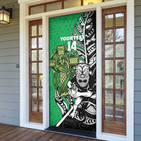 New Zealand and Ireland Rugby Custom Door Cover Maori Tiki Fern Irish Celtic Cross - Polynesian Pride