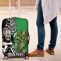 New Zealand and Ireland Rugby Custom Luggage Cover Maori Tiki Fern Irish Celtic Cross - Polynesian Pride