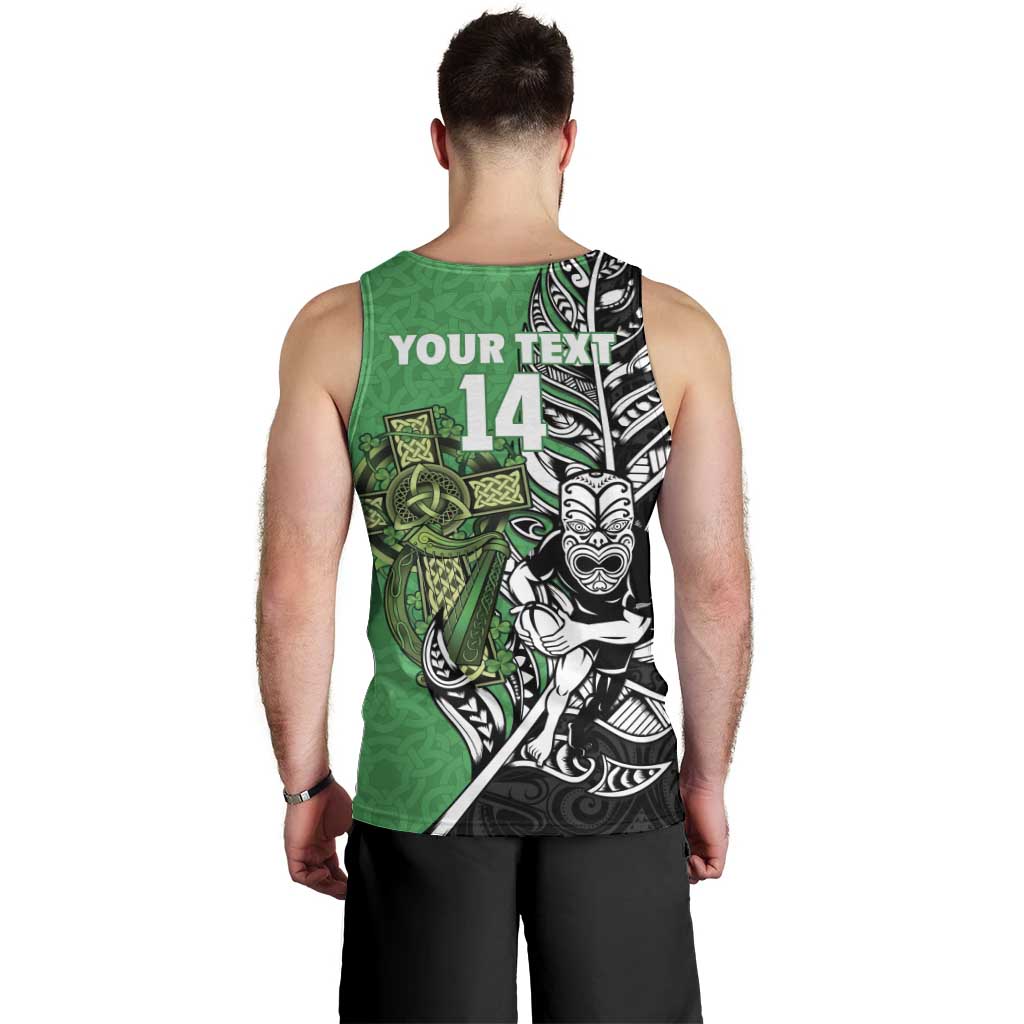 New Zealand and Ireland Rugby Custom Men Tank Top Maori Tiki Fern Irish Celtic Cross - Polynesian Pride
