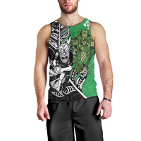 New Zealand and Ireland Rugby Custom Men Tank Top Maori Tiki Fern Irish Celtic Cross - Polynesian Pride