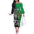 New Zealand and Ireland Rugby Custom Off The Shoulder Long Sleeve Dress Maori Tiki Fern Irish Celtic Cross - Polynesian Pride