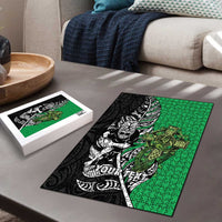 New Zealand and Ireland Rugby Custom Puzzle Maori Tiki Fern Irish Celtic Cross - Polynesian Pride