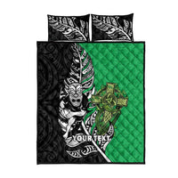 New Zealand and Ireland Rugby Custom Quilt Bed Set Maori Tiki Fern Irish Celtic Cross - Polynesian Pride