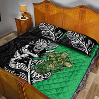 New Zealand and Ireland Rugby Custom Quilt Bed Set Maori Tiki Fern Irish Celtic Cross - Polynesian Pride
