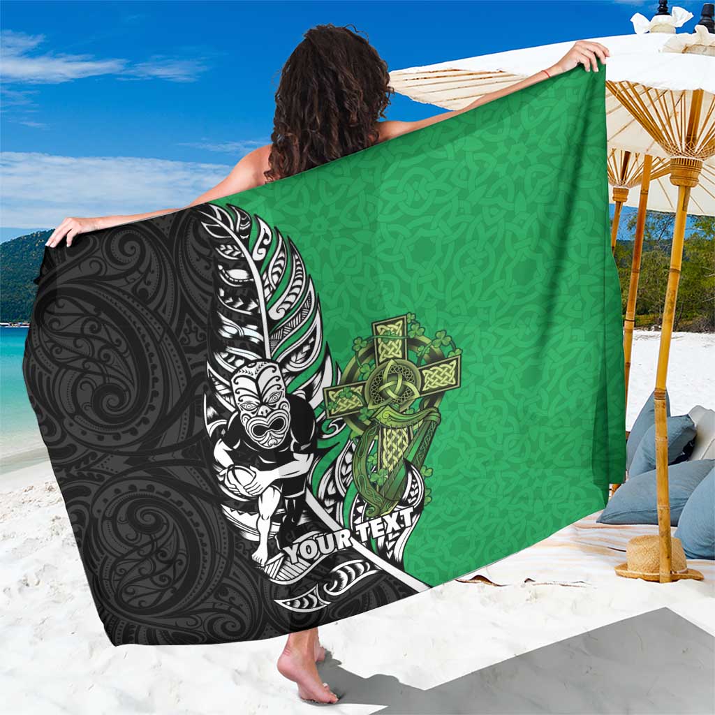 New Zealand and Ireland Rugby Custom Sarong Maori Tiki Fern Irish Celtic Cross - Polynesian Pride