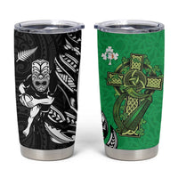 New Zealand and Ireland Rugby Tumbler Cup Maori Tiki Fern Irish Celtic Cross - Polynesian Pride