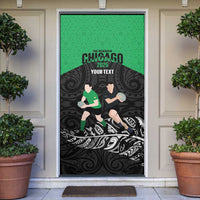 New Zealand and Ireland Rugby Custom Door Cover Chicago 2025 Go All Black Shamrocks - Polynesian Pride