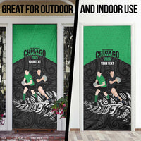 New Zealand and Ireland Rugby Custom Door Cover Chicago 2025 Go All Black Shamrocks - Polynesian Pride