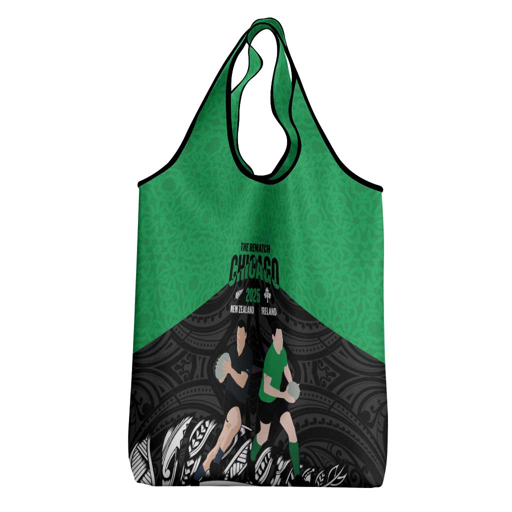 New Zealand and Ireland Rugby Grocery Bag Chicago 2025 Go All Black Shamrocks - Polynesian Pride