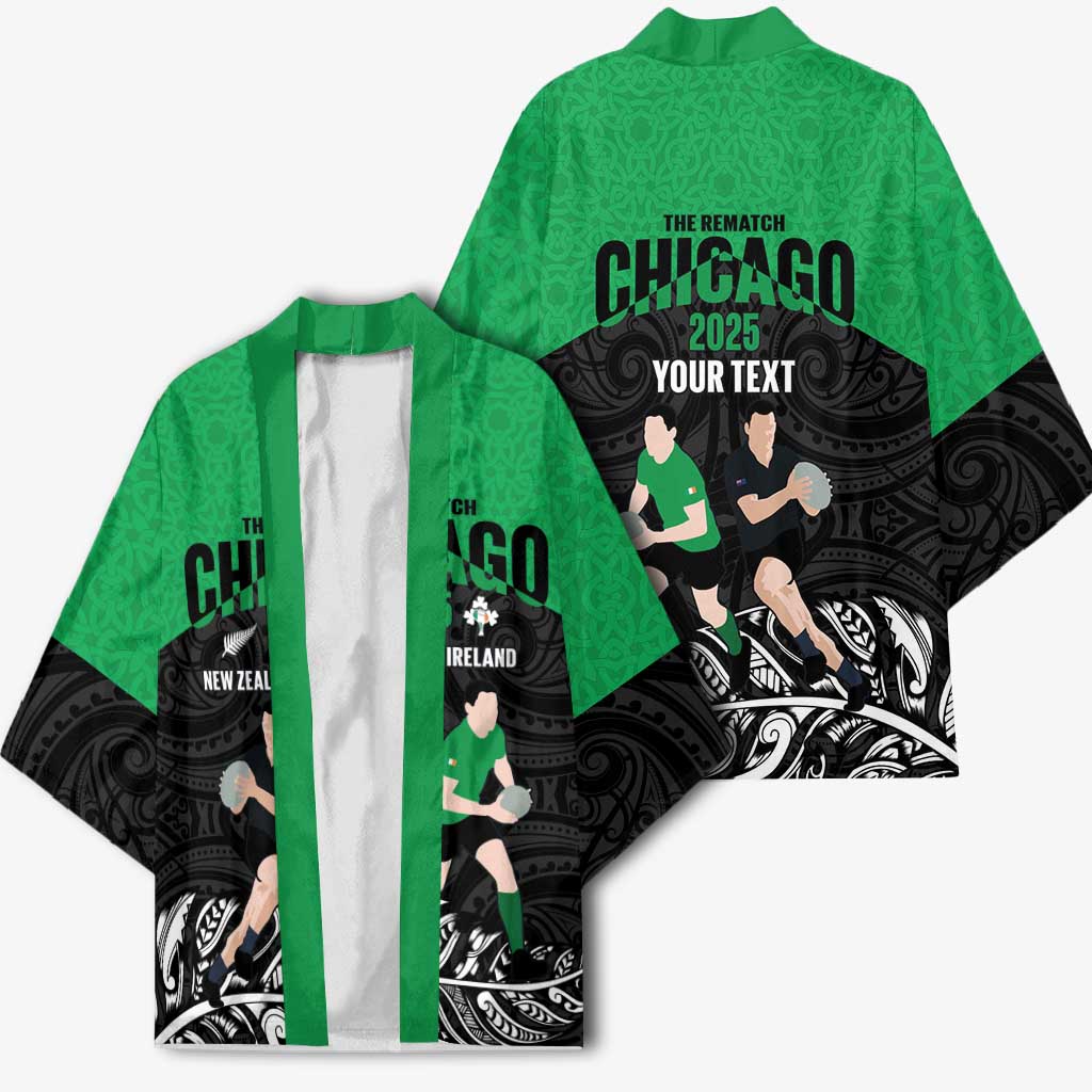New Zealand and Ireland Rugby Custom Kimono Chicago 2025 Go All Black Shamrocks - Polynesian Pride