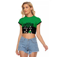 New Zealand and Ireland Rugby Custom Raglan Cropped T Shirt Chicago 2025 Go All Black Shamrocks - Polynesian Pride