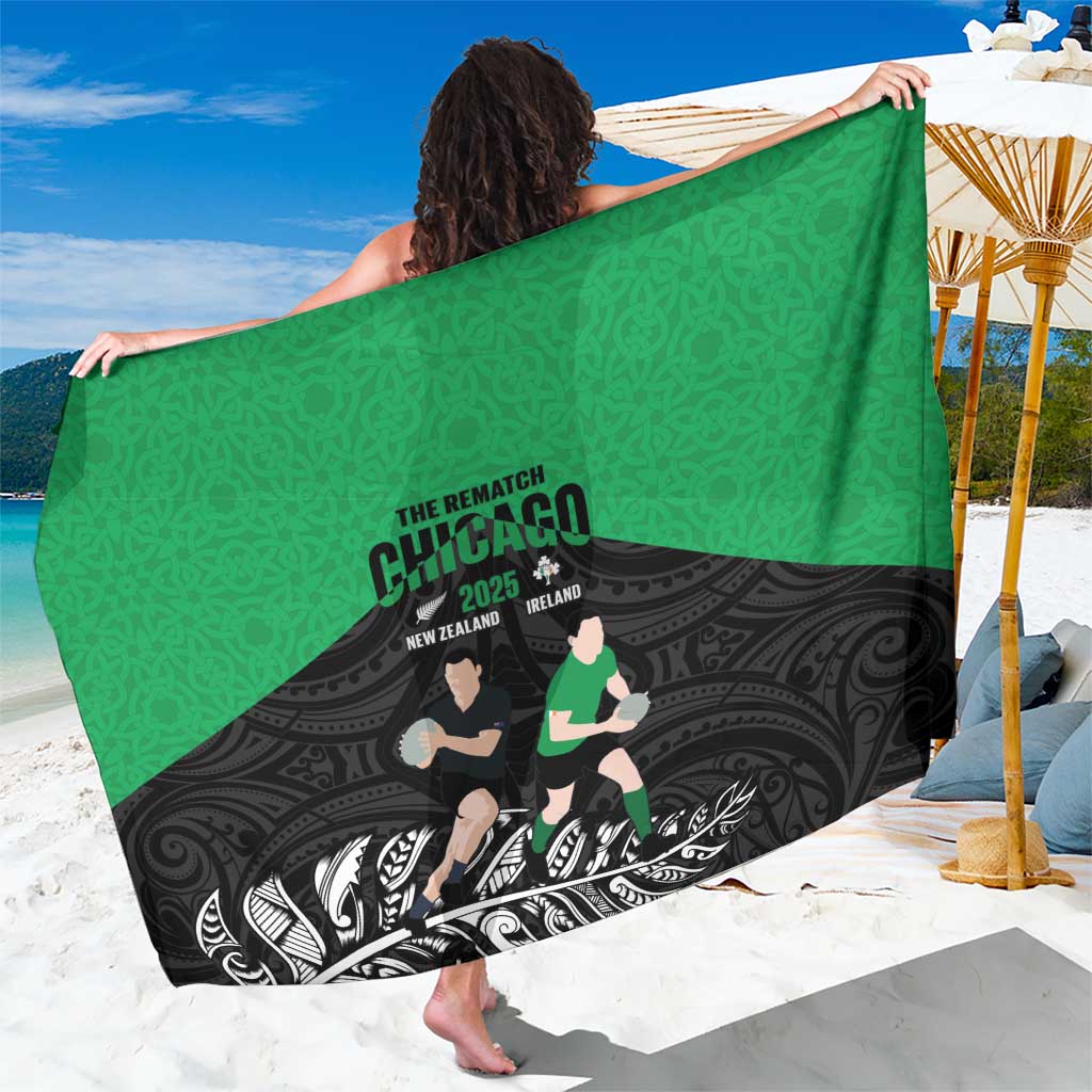 New Zealand and Ireland Rugby Sarong Chicago 2025 Go All Black Shamrocks - Polynesian Pride