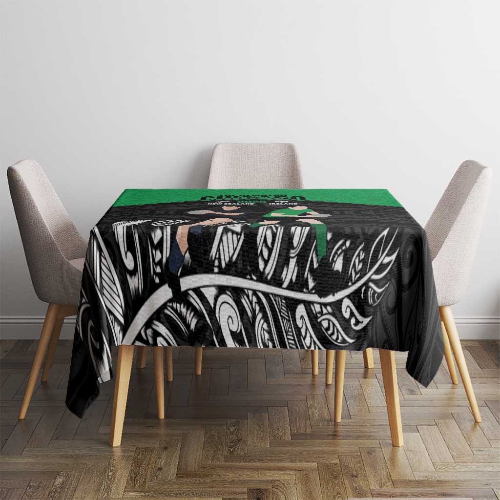 New Zealand and Ireland Rugby Tablecloth Chicago 2025 Go All Black Shamrocks - Polynesian Pride