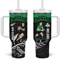 New Zealand and Ireland Rugby Tumbler With Handle Chicago 2025 Go All Black Shamrocks - Polynesian Pride