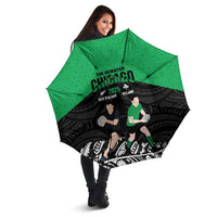 New Zealand and Ireland Rugby Umbrella Chicago 2025 Go All Black Shamrocks - Polynesian Pride