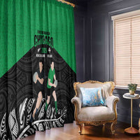 New Zealand and Ireland Rugby Window Curtain Chicago 2025 Go All Black Shamrocks - Polynesian Pride