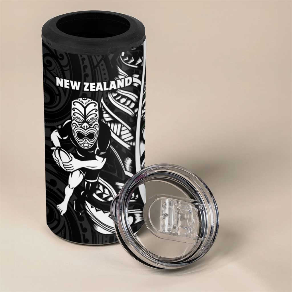 New Zealand and South Africa Rugby 4 in 1 Can Cooler Tumbler Maori Tiki Fern Springboks Kente Pattern - Polynesian Pride