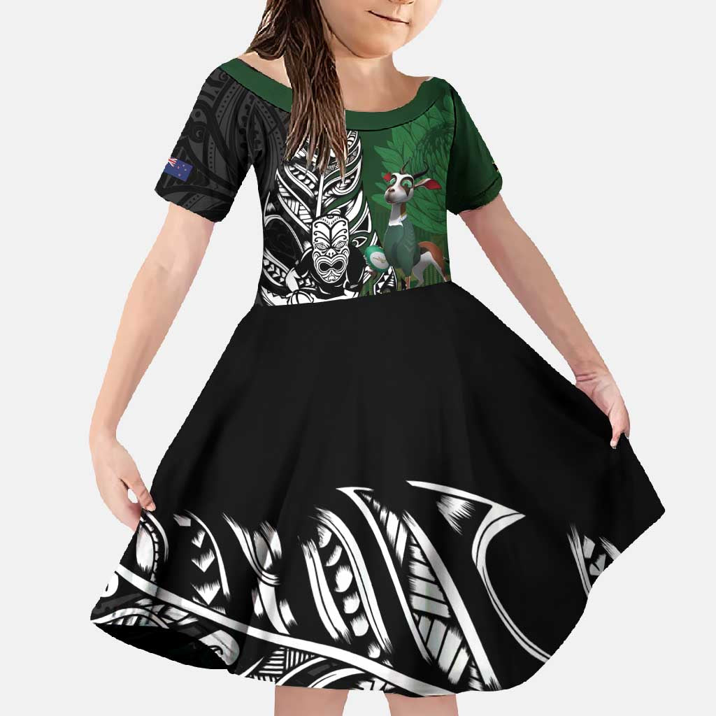 New Zealand and South Africa Rugby Custom Family Matching Mermaid Dress and Hawaiian Shirt Maori Tiki Fern Springboks Kente Pattern - Polynesian Pride
